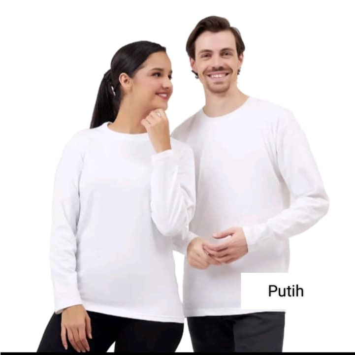 Kaos Oblong Polos Lengan Panjang Warna Putih - KAOS POLOS PUTIH LENGAN PANJANG - KAOS POLOS PUTIH - 