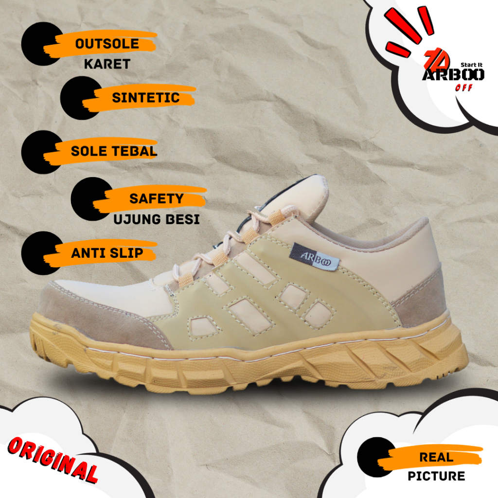 Sepatu Tactical Pendek Cream Gurun pria safety boots terlaris termurah