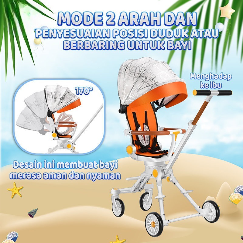 V-BABY Stroller bayi kereta Stroller Baby Kereta Dorong 2 arah Traveling Lightweight Foldable Bisa berbaring/LX80