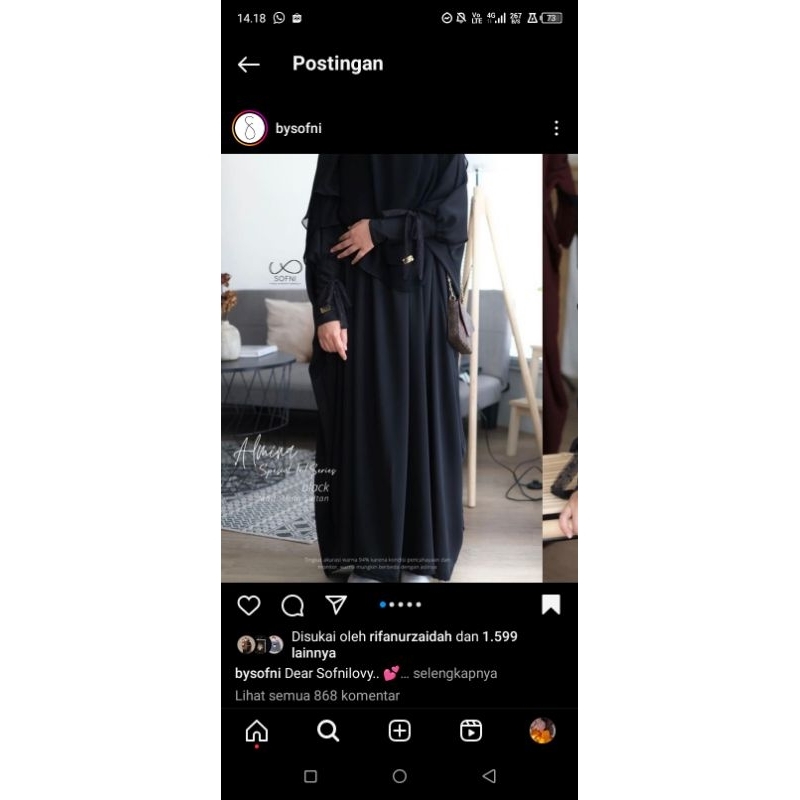 Preloved Almina bysofni hitam M