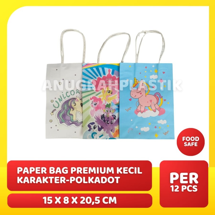 

Paper bag premium kecil karakter-polkadot / Tas kertas kado / souvenir