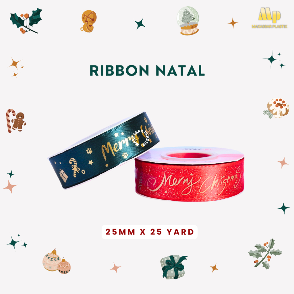 

Ribbon Natal 25mm / Pita Motif Natal