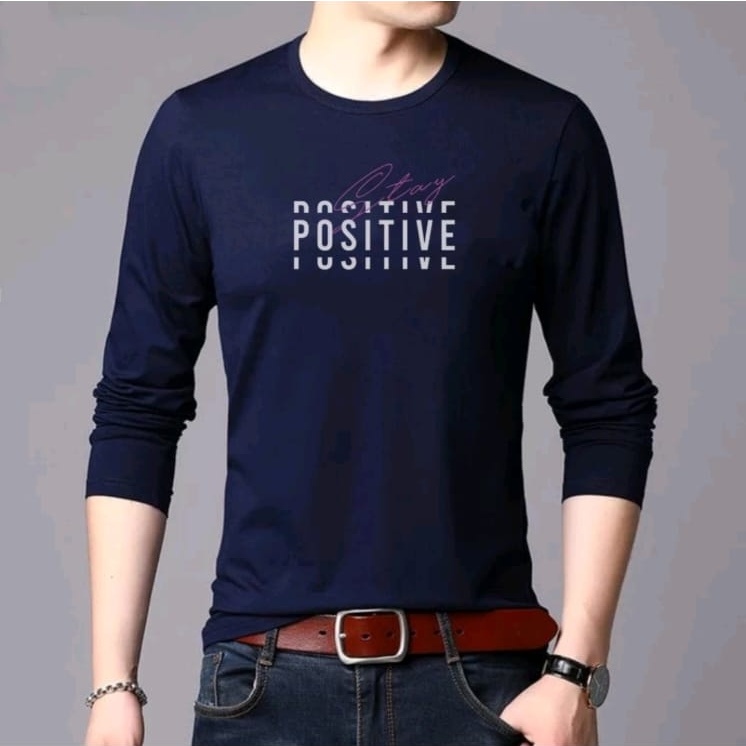 Promo Sweater Keren Kaos Pria Distro Positive Sweatshirt cowok Trendy Crewneck Sweter Remaja Dewasa