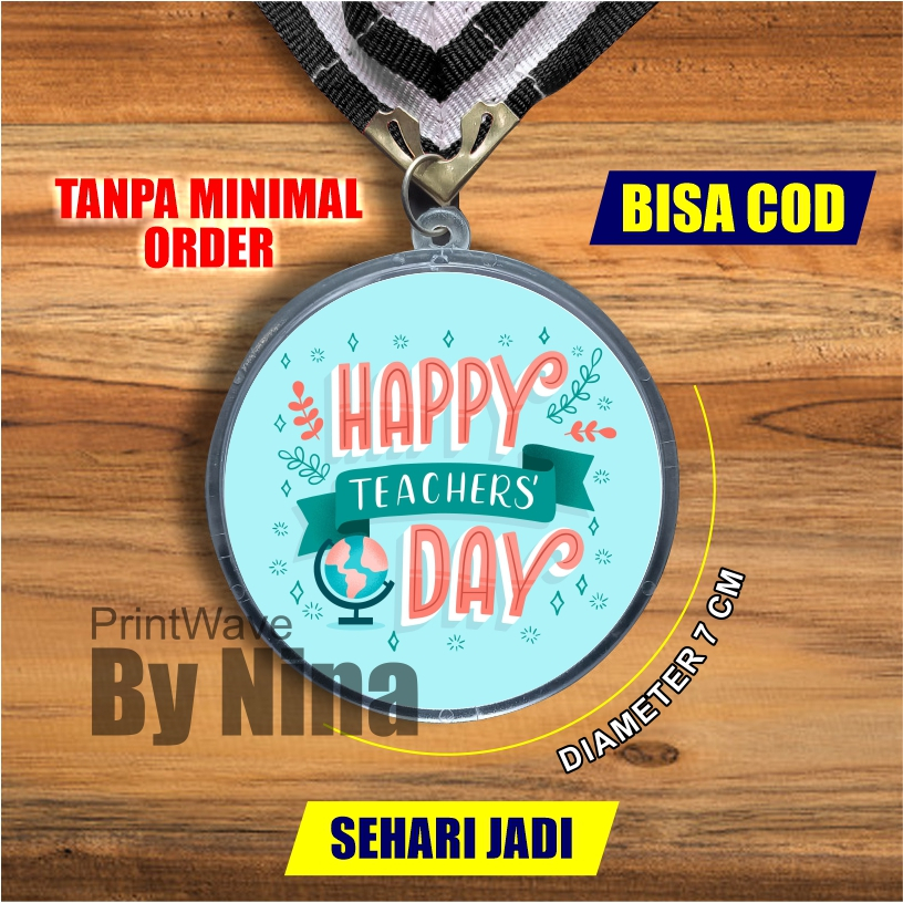 Medali Best Teacher Ever Hadiah Guru - Hari Guru - Medali Custom