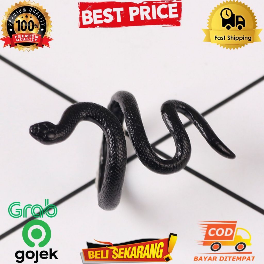 Cincin pria ular hitam wanita adjust terbuka black snake men ring , cincin pria / cincin ular / cinc