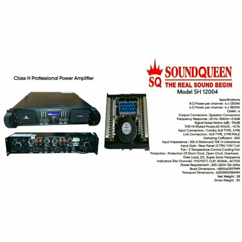 Power Amplifier Soundqueen SH 12004 Class H ORIGINAL 4 Ch SH12004