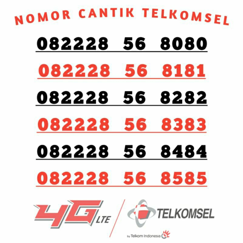 Nomor Cantik Telkomsel Simpati 8080 8181 8282 8383 8484 8585