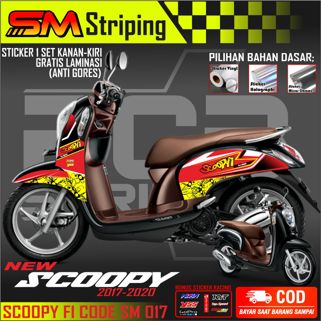 STIKER STRIPING MOTOR SCOOPY FI 2013 - 2016 OLD SM 017