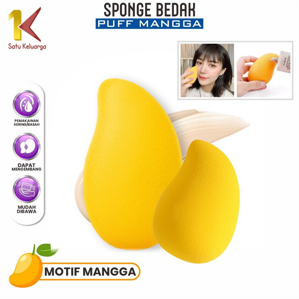 Satu Keluarga Beauty Blender Sponge Bedak Puff Mangga K165 Spon Foundation Makeup Mangga Spons Buah 