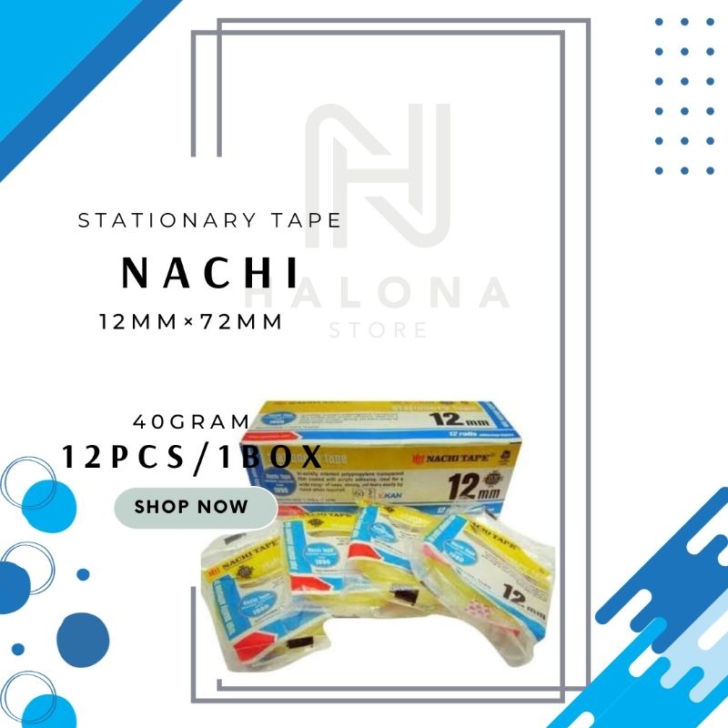 

[1 BOX/ 12 PCS] Isolasi NACHI Stationary Tape 12mm×72mm