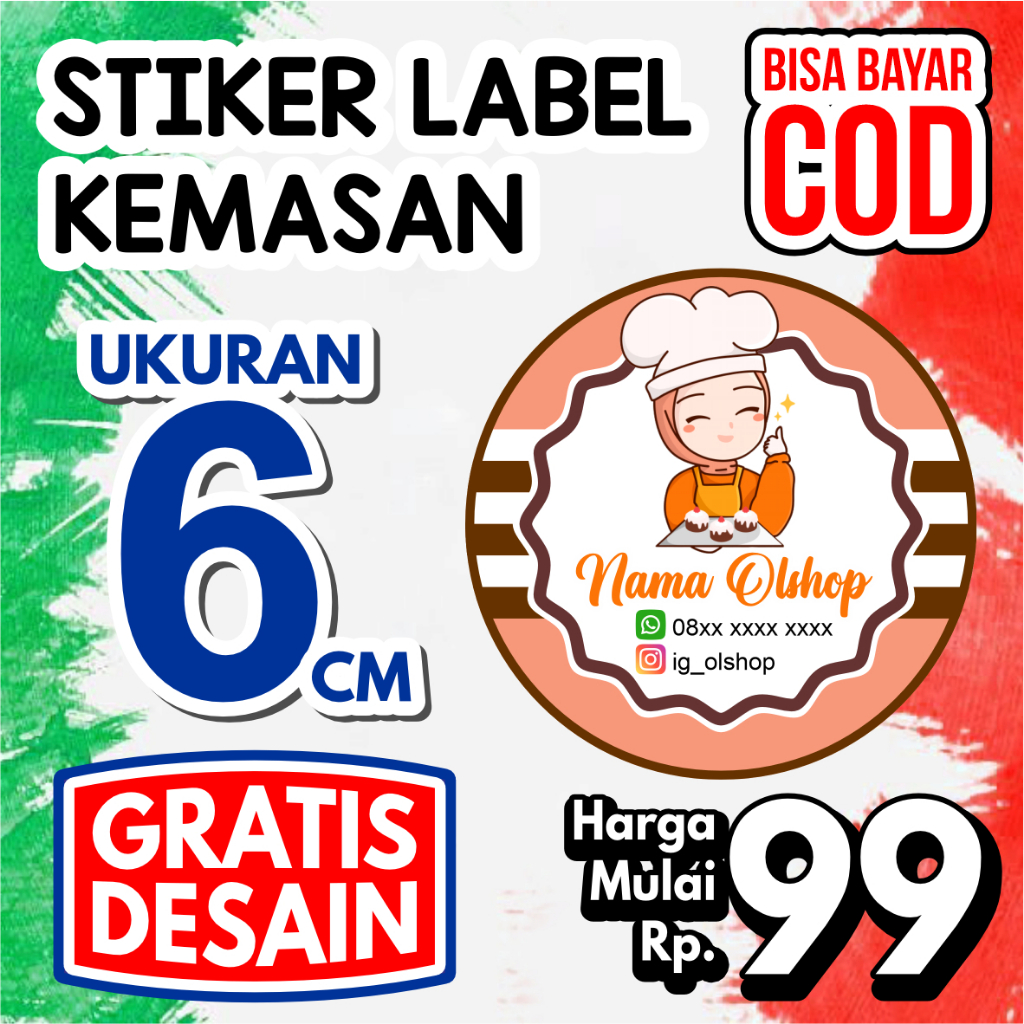 

Stiker Label 6 cm Kemasan Makanan Minuman Olshops Hampers Murah