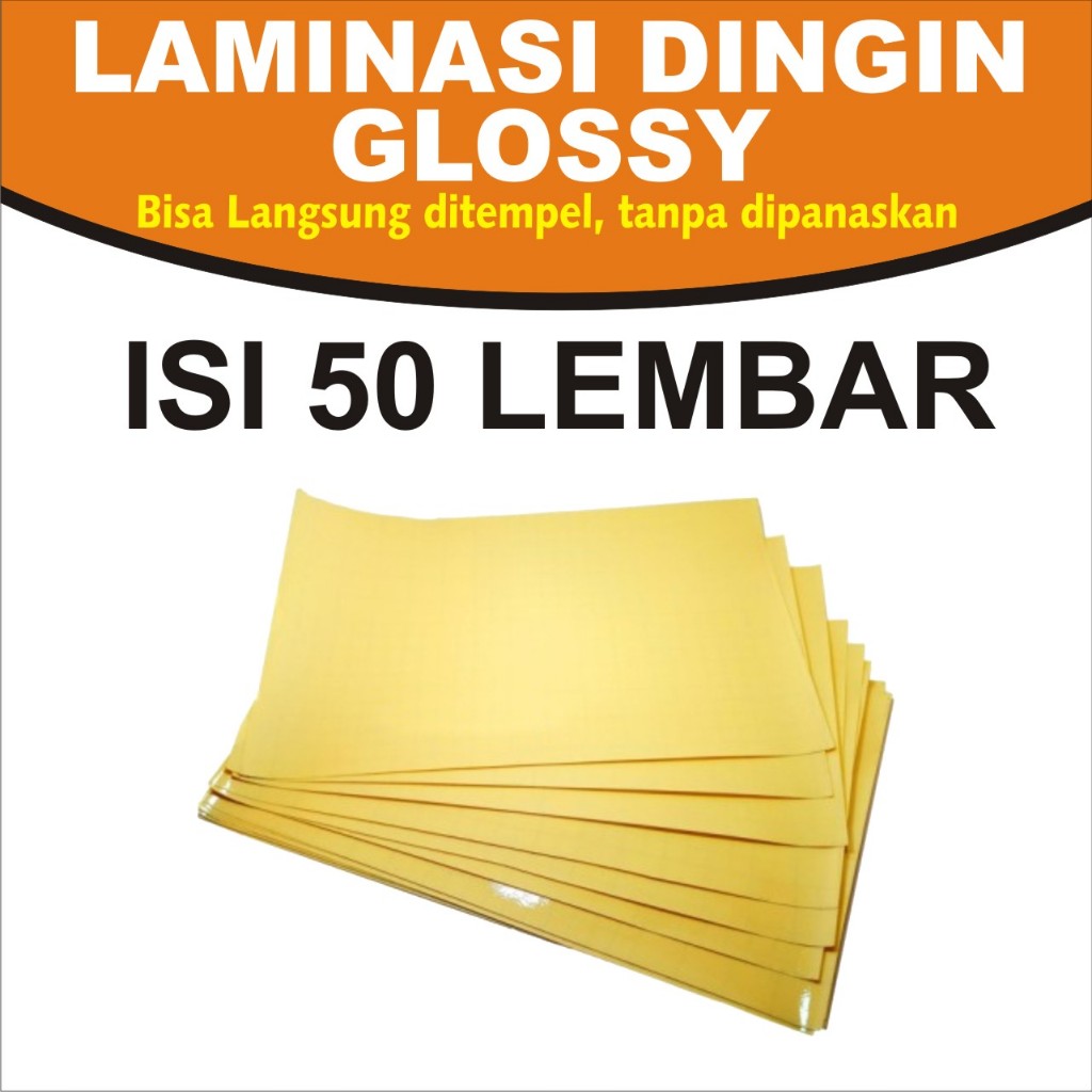 

mh Plastik Laminasi Dingin A4 isi 50 lembar - Motif Glossy, ( Sticker Bening Transparant Pelapis