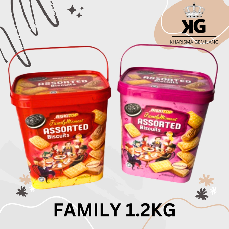 BISKITOP - FAMILY MOMENT 1200Gr Assorted Biskuit wafer Cream Biskuit keluarga Lebaran Biskuit Kaleng