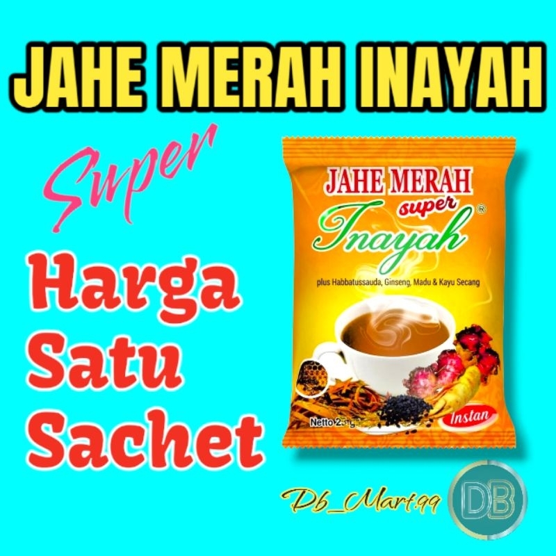 

Harga 1 Sachet - Jahe Merah Inayah - Jahe Merah Plus Habbatussauda plus Gingseng