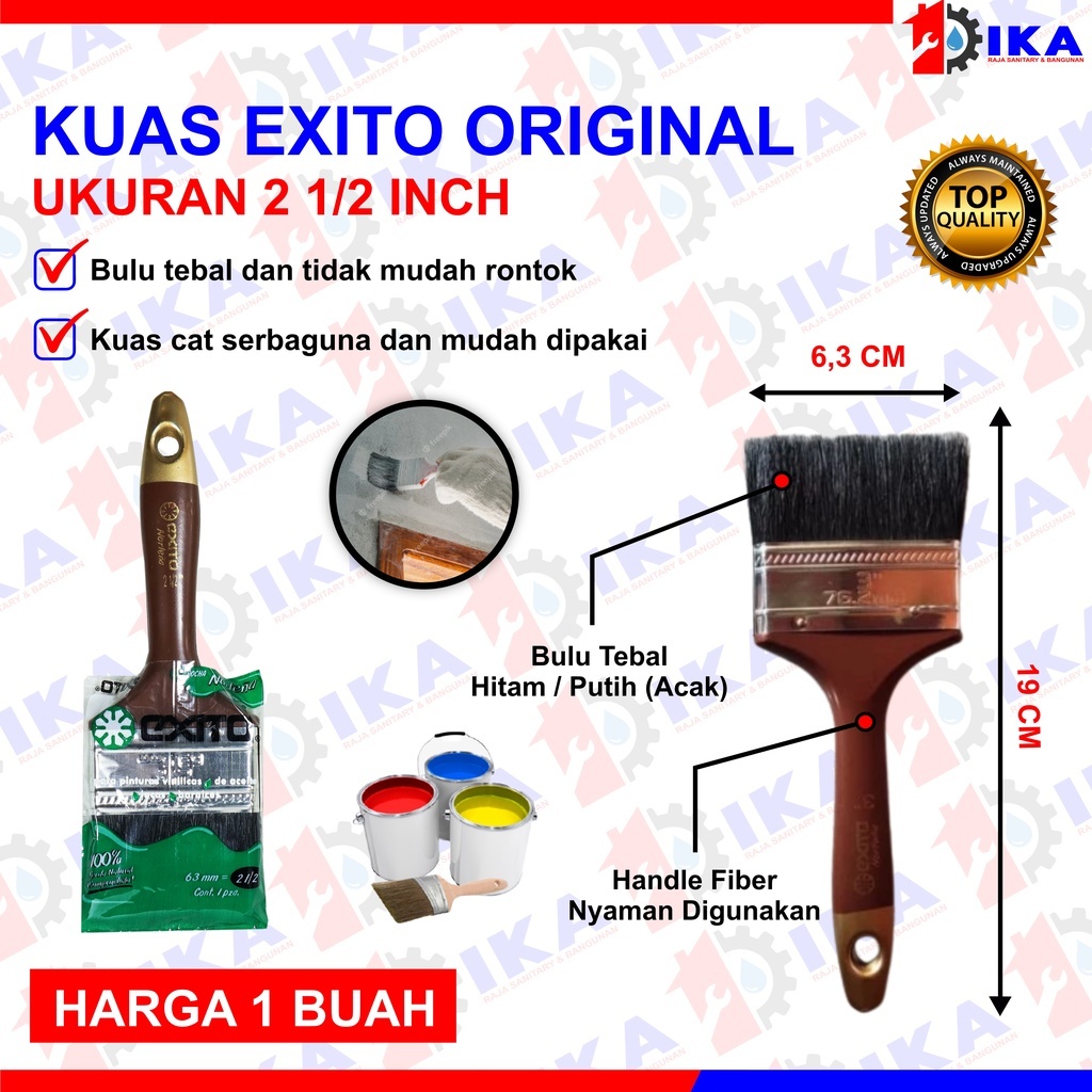 Kuas Cat 2,5 Inch Merk Exito 2,5" 2.5" 2.5 Inci Tembok 6cm 6 cm Bulu Putih Hitam Kuas Cat EXITO