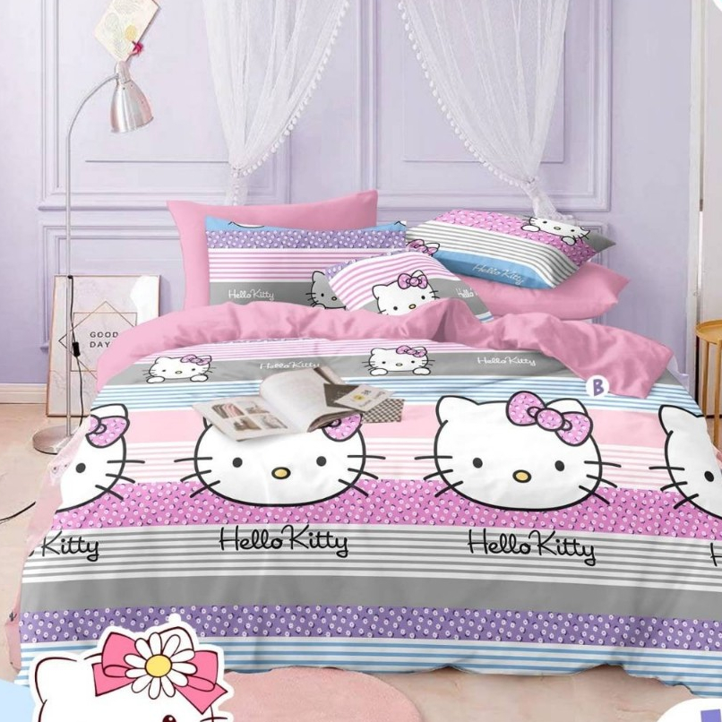 Bedcover Set Motif HK Rainbow Karakter anak  Bedcover Set Katun Cvc Premium Star Esra Beverly Motif 