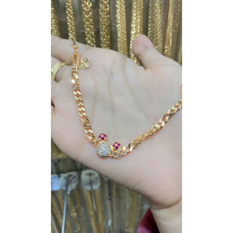 gelang anak viral cantik dan keren titanium lapis emas import