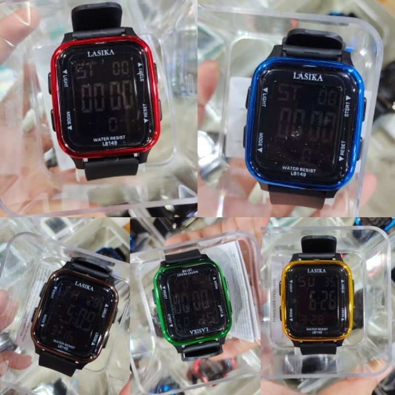 [HITAM] JAM TANGAN LASIKA PERSEGI COWO CEWE FREE BOX [UNISEX]