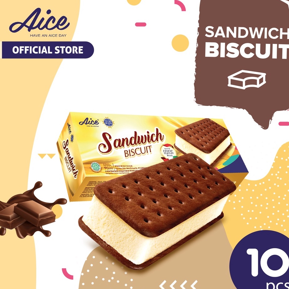

XPSN2084 【MEGA SALE】 Aice Sandwich Biscuit 90 ml isi 10 pcs es krim