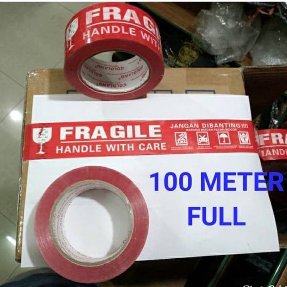 

Lakban fragile merah 100 meter x 48mm jangan dibanting lakban segel
