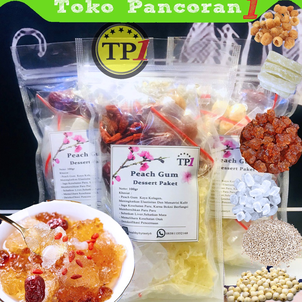 

MRWC6200 Terlaris Peach Gum Paket / PEACHGUM Dessert Premium Super Lengkap Tao Jiao Minuman Collagen HALAL 100gr
