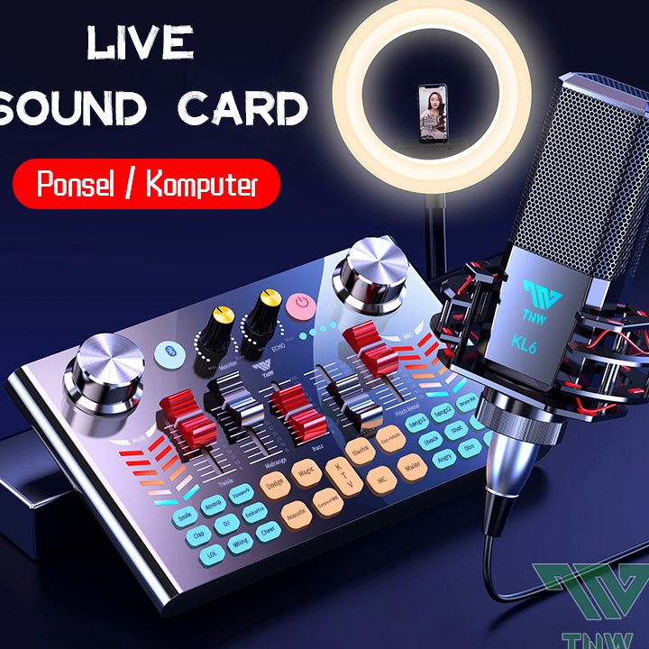 Diskon.. TNW-V18 Sound Card Bluetooth SoundCard V18 Soundcard Audio Mixer untuk streaming Karaoke