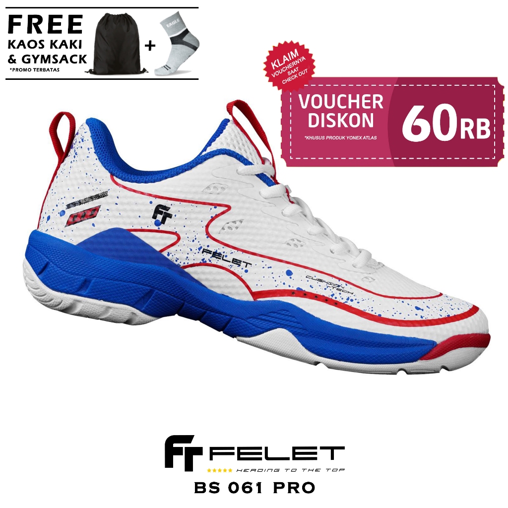 Felet BS 061 Pro Original Sepatu Badminton Felet BS 061 Pro Terbaru - Sepatu Bulu Tangkis Felet Orig