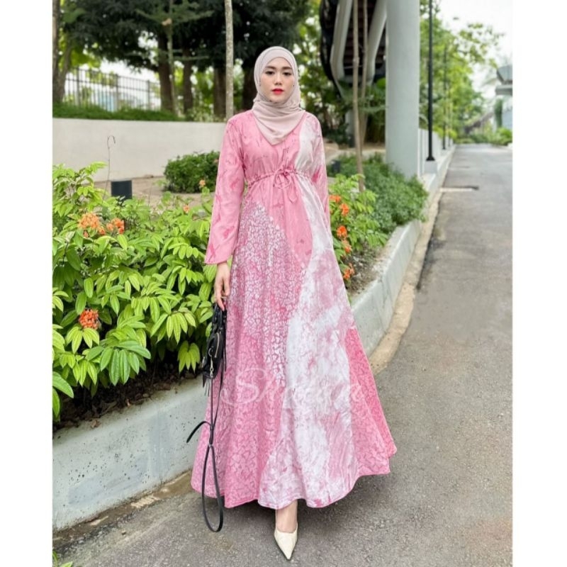 SHALDA BATIK/Gamis Silk Sutra Premium/Blush Pink Silk Sutra Dress/Gamis Lembut/Gamis Pekalongan