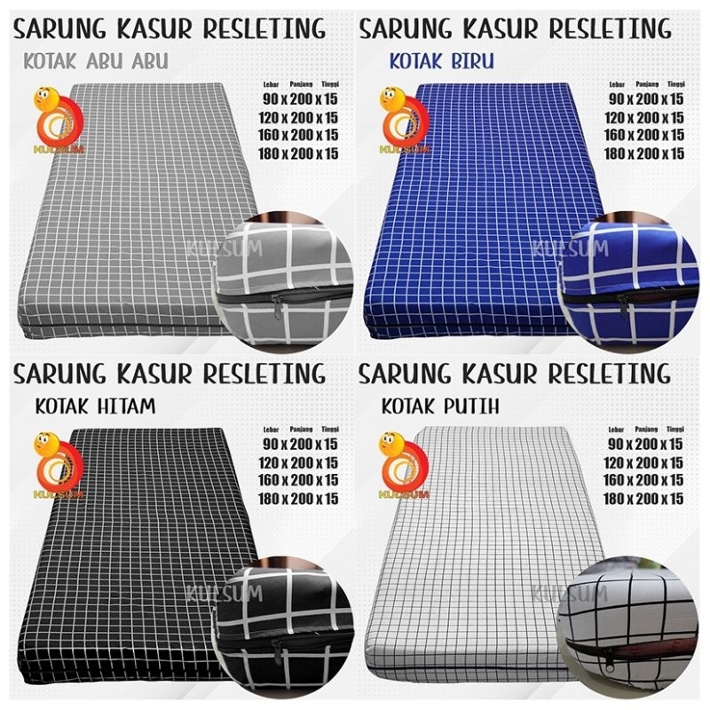 Sarung Kasur Busa Resleting Semua Ukuran No, 1/2/3/4 Bahan Katun Poli Mikro / Disperse Berkualitas H