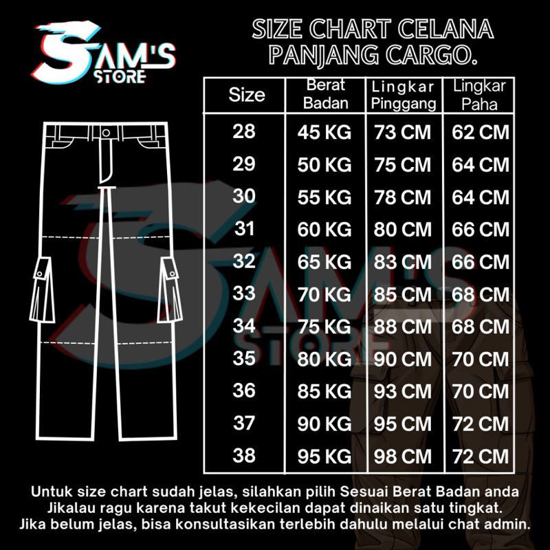 [BISA COD] ORIGINAL Celana Cargo Panjang Pria Dewasa kimpol Bahan Premium Size 28/38