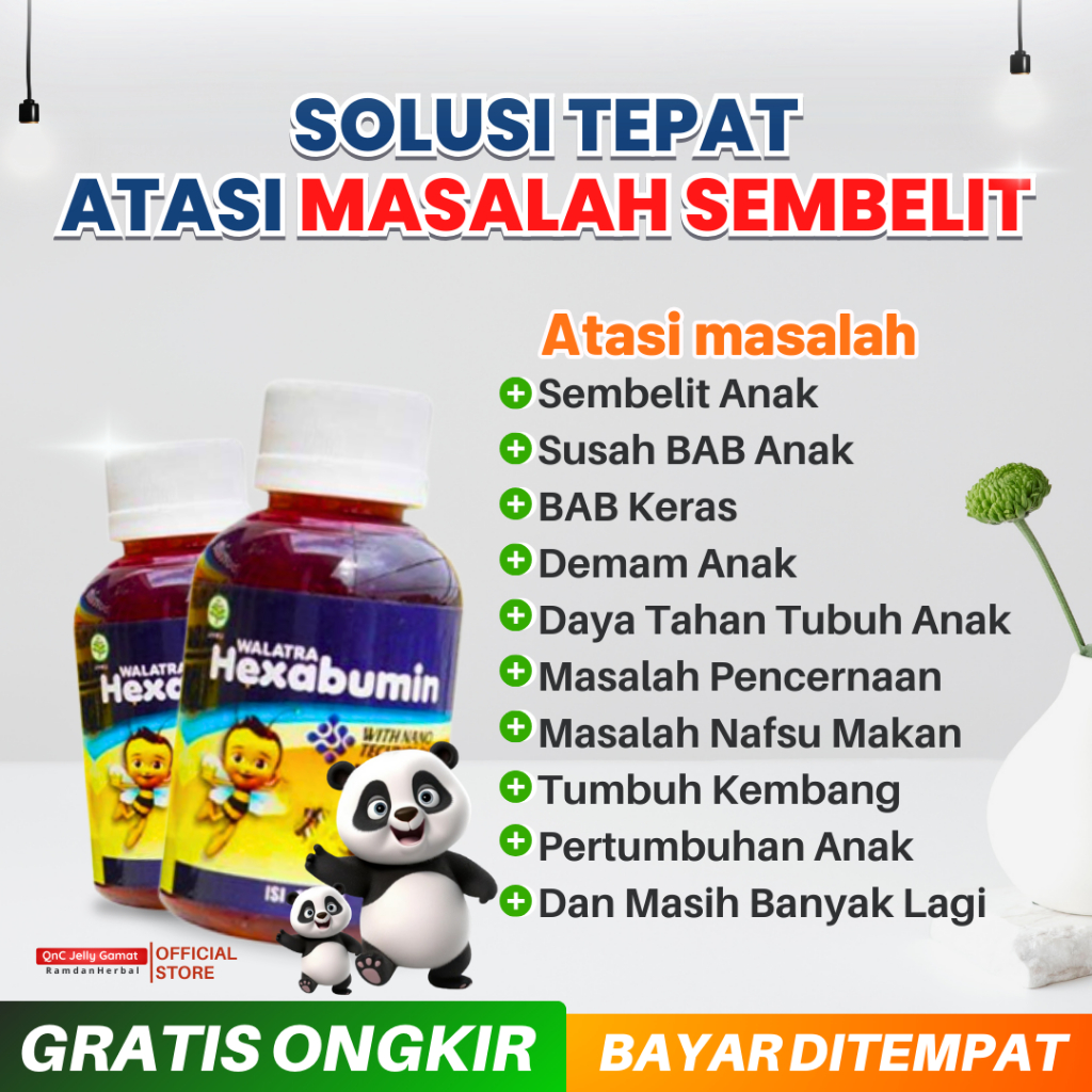 Obat Sembelit Anak Susah Buang Air Besar BAB Minimal Usia 1-12 Tahun Madu Anak Hexabumin Madu Sembel