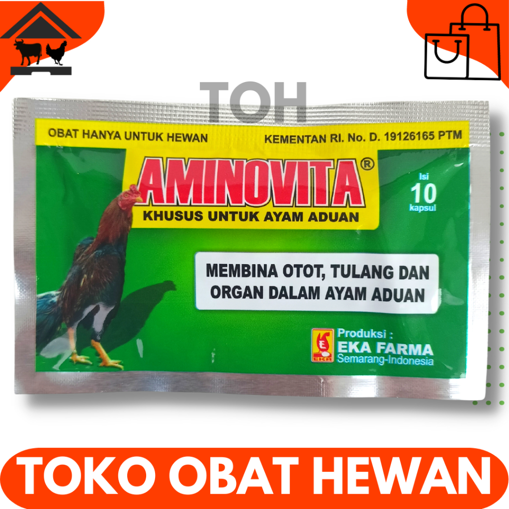 AMINOVITA 10 Kapsul - Obat Ayam Aduan Penguat Otot Tulang & Meningkatkan Kesehatan Ayam Petarung