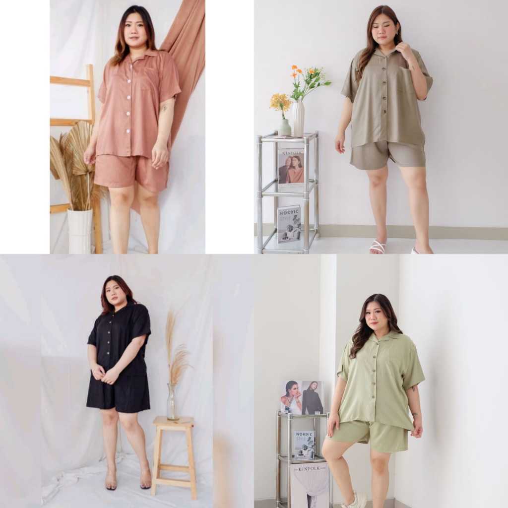 BIGWELL ALICE SET POLOS WARNA - SETELAN WANITA BIG SIZE / SETELAN JUMBO / PIYAMA RAYON