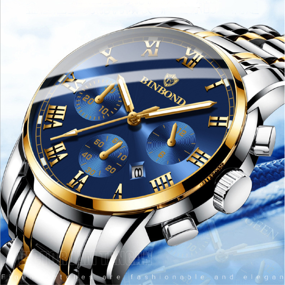 BINBOND Jam Tangan Pria 4006 Anti Air Original 100% Simple Quartz [Free Box+Garansi 5 Tahun] Jam Tan