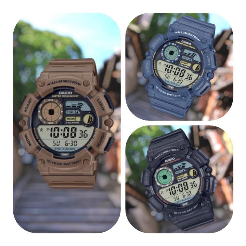 Jam tangan pria CASIO WS-1500H, Digital, tali rubber, water resistant 100M, ORIGINAL, garansi Gilang