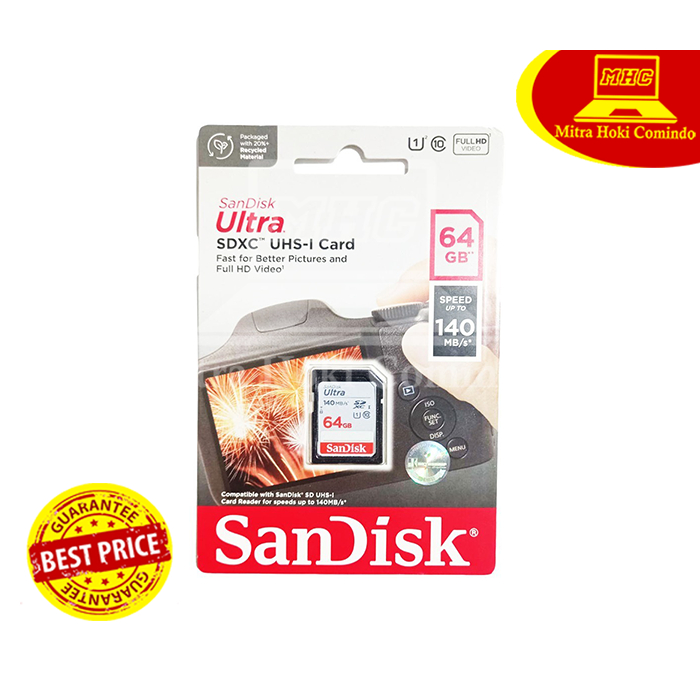 SD CARD SANDISK 64GB SD CARD SANDISK ULTRA 64GB 140MBPS SDSDUNB