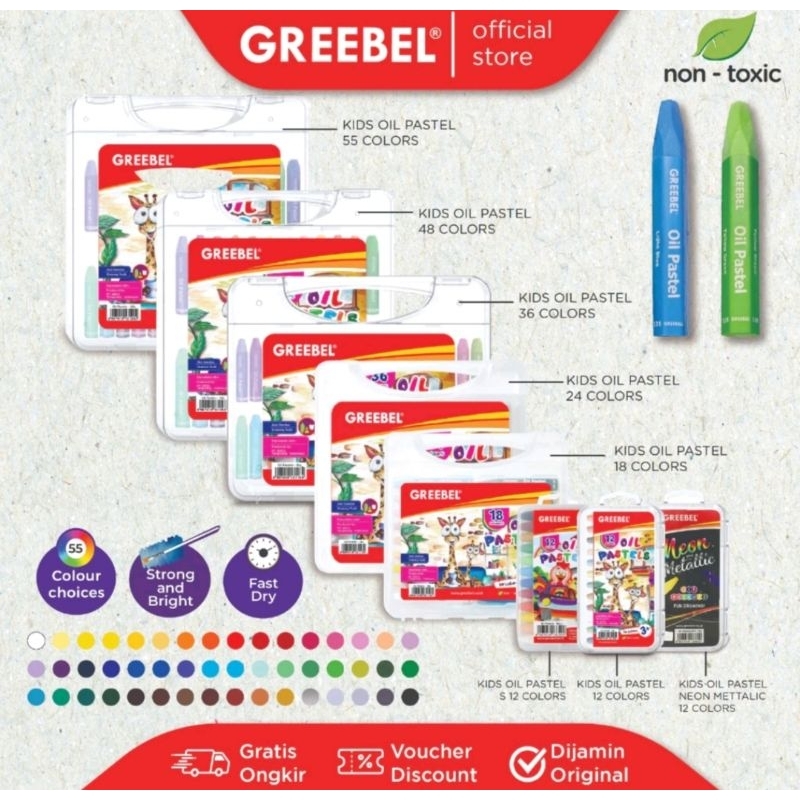 

GREEBEL Crayon Kids Oil Pastel / Tidak berdebu & Cerah / Greebel Kids Oil Pastel Padang / Greebel Padang