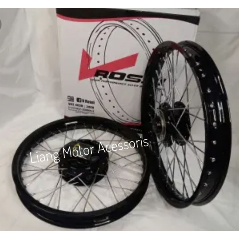 Sepaket Velg Rossi Ring 17 Hitam Glossy Tromol Set Jari2 - Supra/Astrea/Grand/Pirma/Star/C50/C70/C80