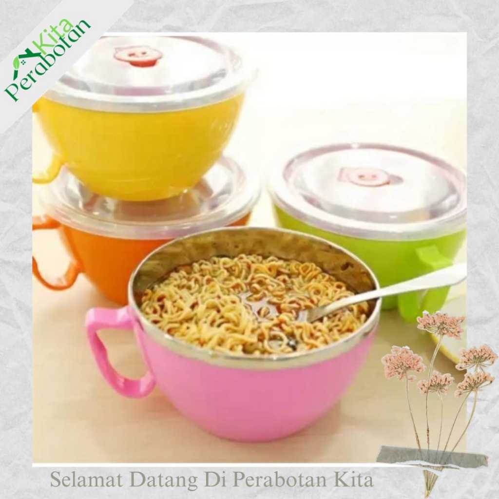 Mangkok Korea Stainless Steel Ada Pegangan plus Tutup - Fresh Bowl