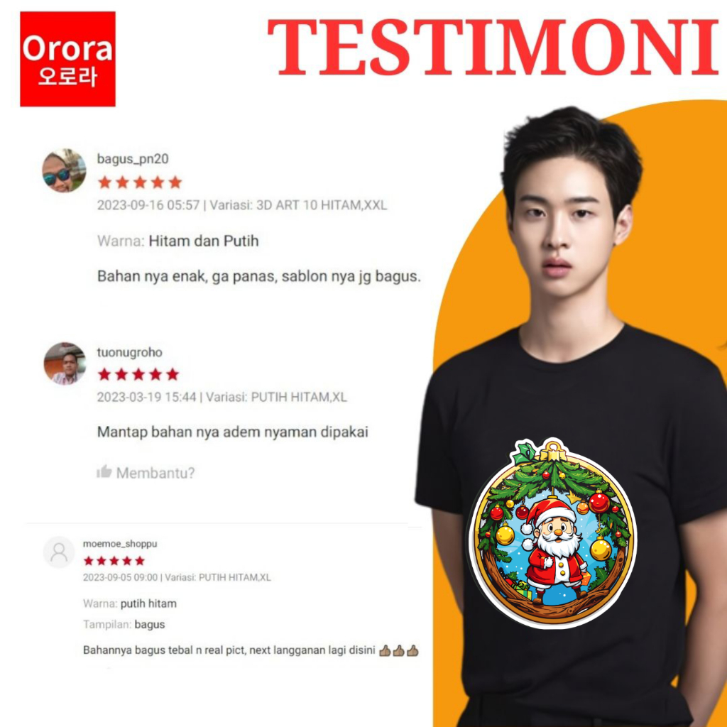 Orora Kaos Distro Premium Cartoon Santa Claus - Baju Atasan Sablon Pria Wanita Warna Hitam Putih Ukuran S M L XL XXL XXXL keren Original ORNTL 49