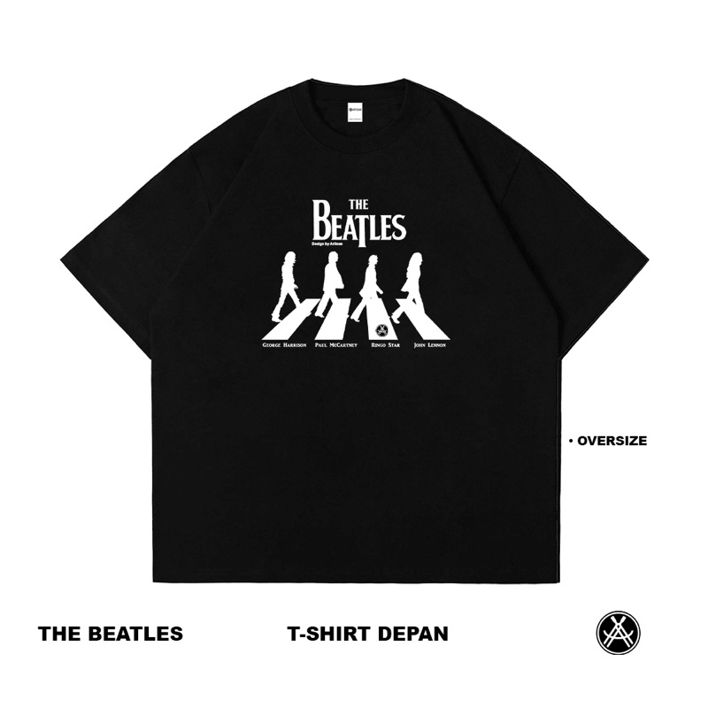 Artisan T-Shirt The Beatles Kaos Oversize Hitam Katun Combed