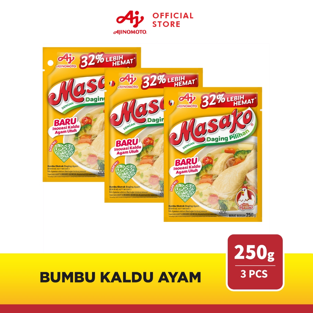 

Masako® Bumbu Kaldu Ayam Penyedap Rasa 250g (3 pcs)