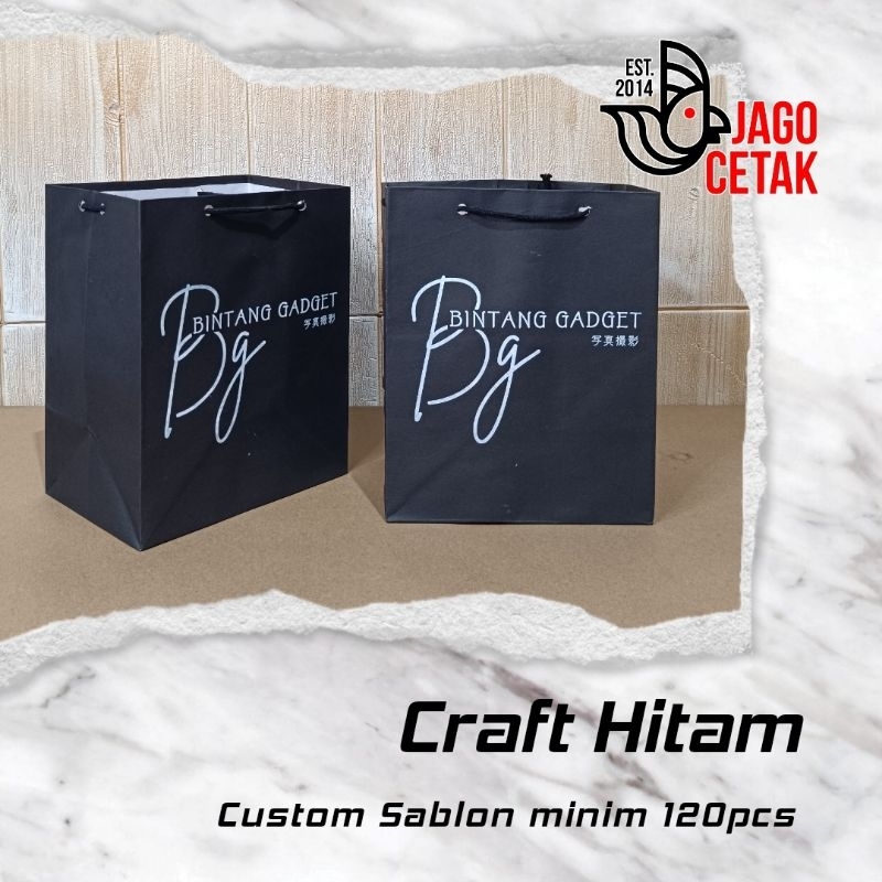 

paperbag 18x12x22 SABLON custom craft tas kertas bag paper bag godybag merah hitam putih grosir Surabaya