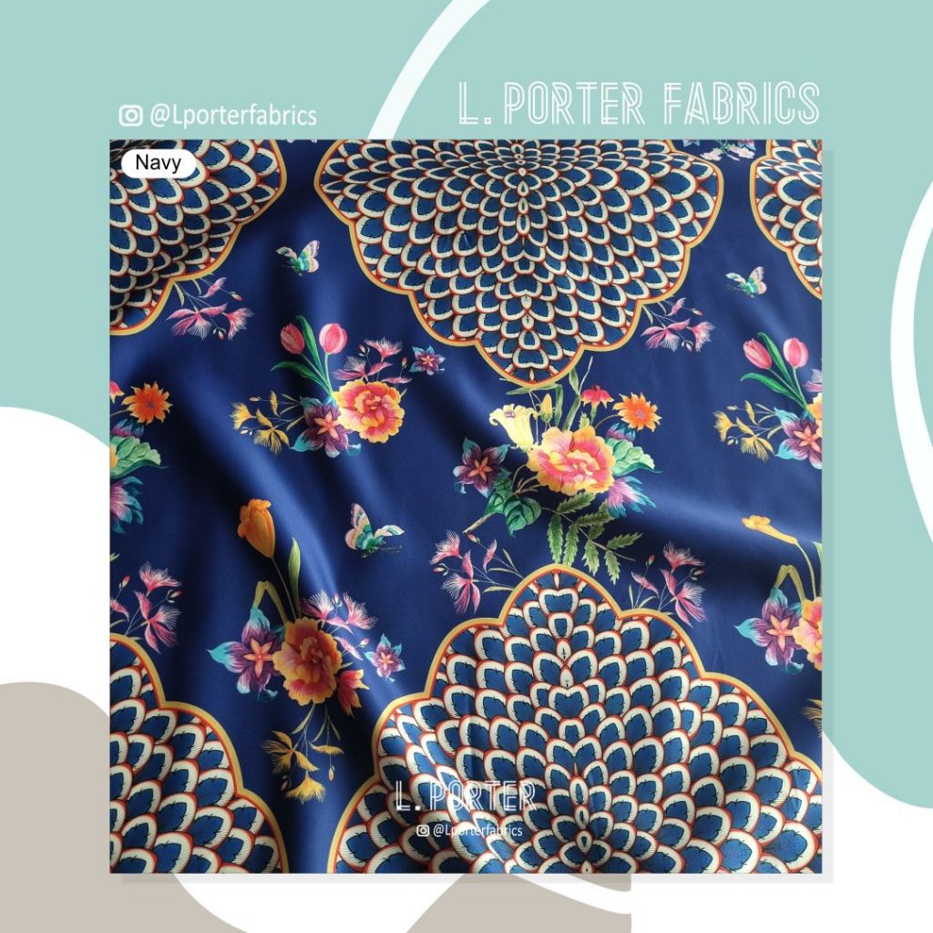 Kain Cheongsam Kain Sangjit L. Porter Fabrics Satin Duches Print  Motif Prosperity