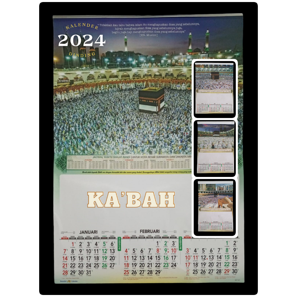 

Kalender dinding triwulan 2024 motif ka'bah AO 141