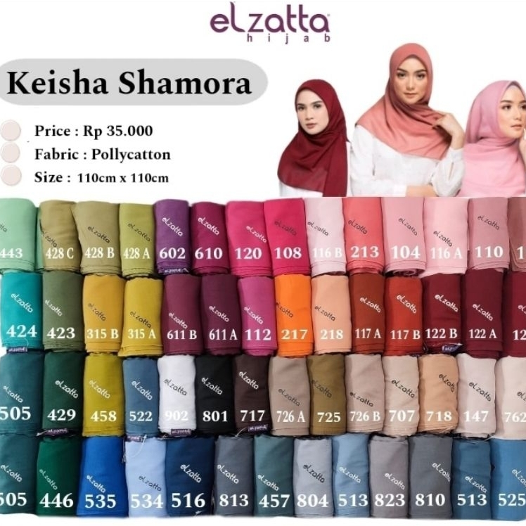 ELZATTA KERUDUNG SEGI EMPAT KEISHA SHAMORA ELZATTA POLOS TERBARU