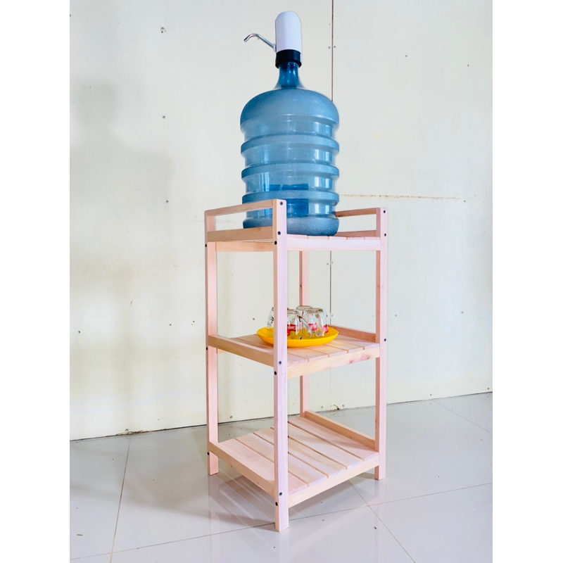 Rak kayu Serbaguna Rak Galon Rak Dispenser Rak magicom 3 susun