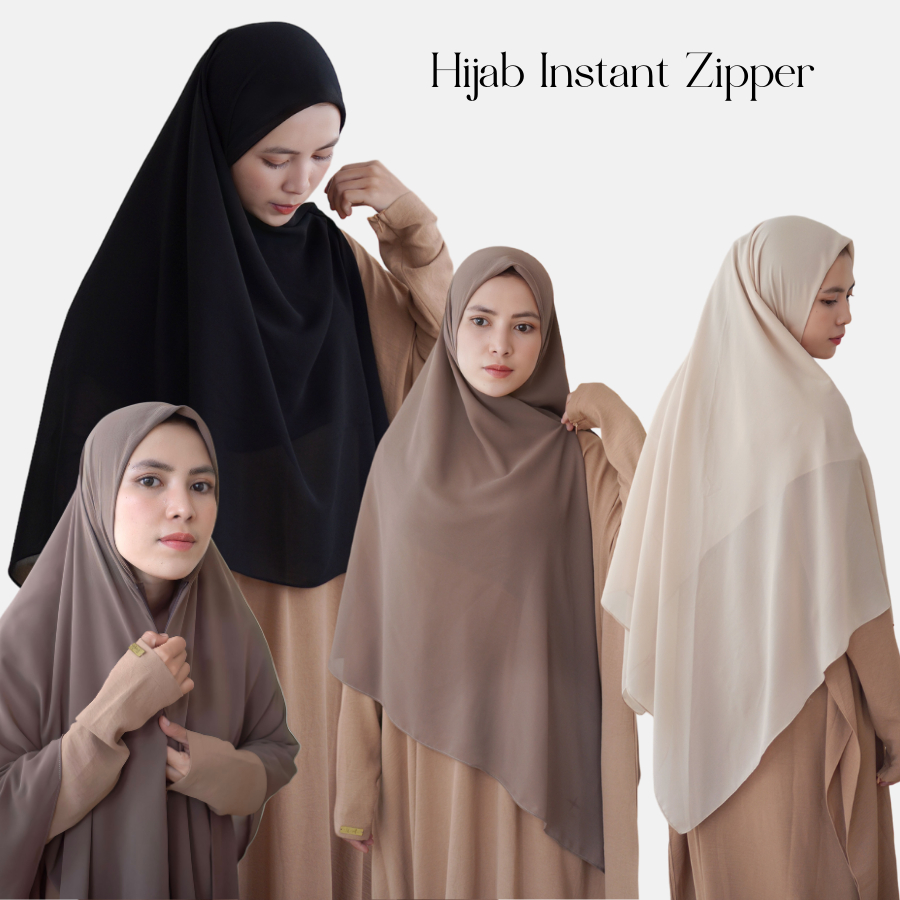 Hijab Square Instan Zipper Ceruty/Segiempat Zipper/ HIjab Instan