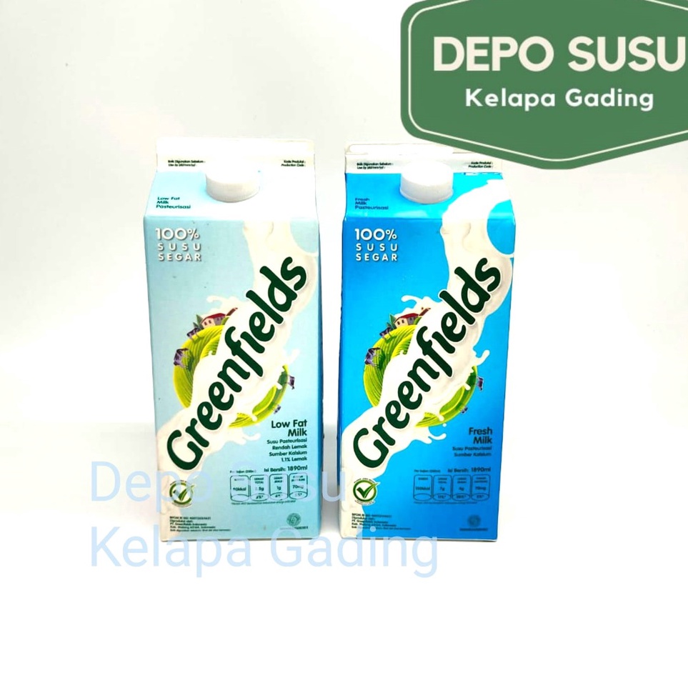 

Kode TWP929 Susu Greenfields Fresh Milk / Low fat 1.89L | Greenfield 1,89L 1890 1.89 1,89 L Full Cream Segar 2L