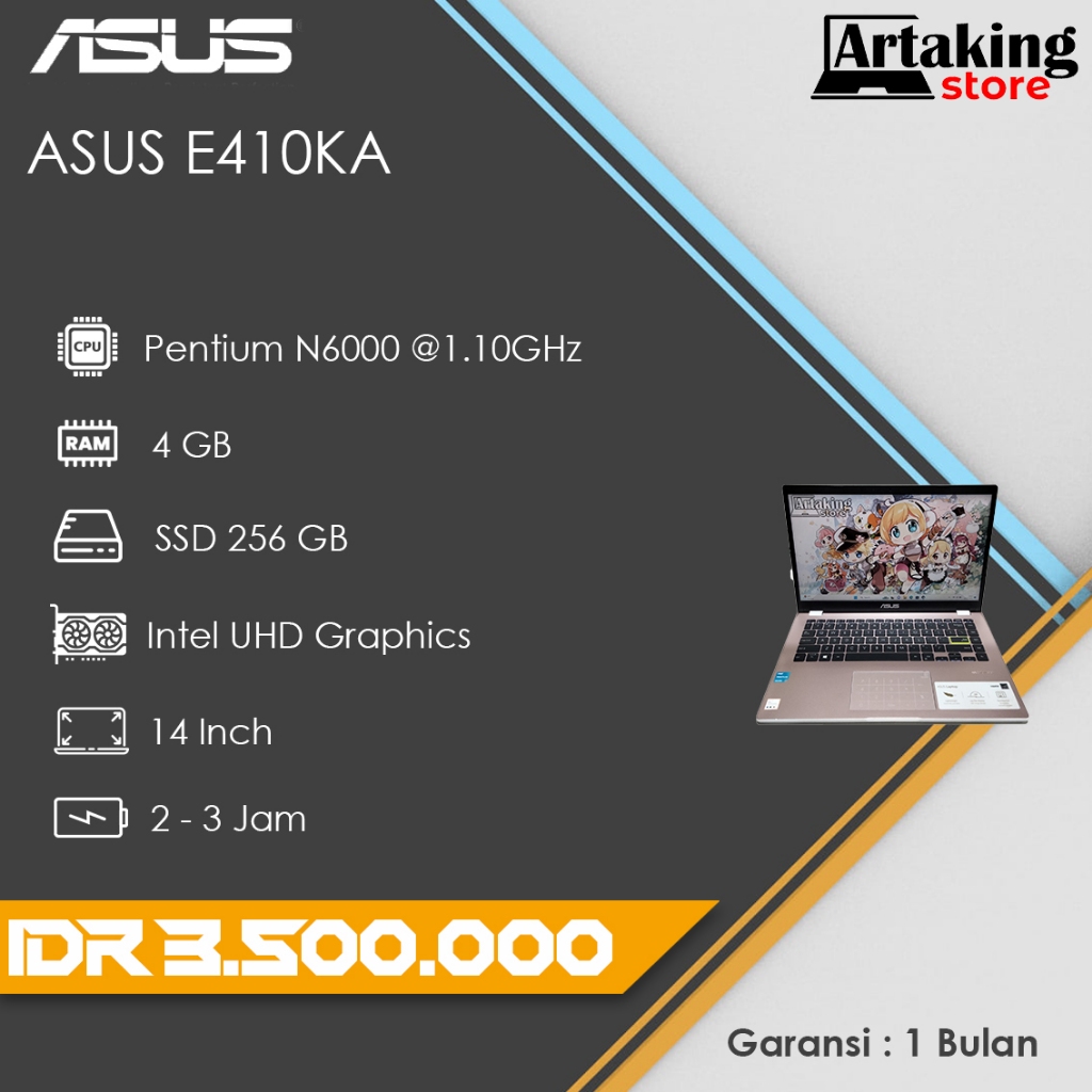 Laptop Asus E410KA - Ram 4 - SSD 256 gb
